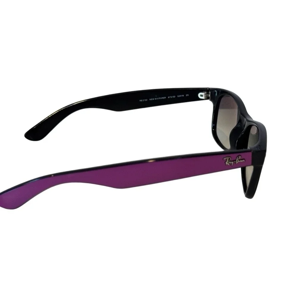 Ray-Ban New Wayfarer RB 2132 Black Purple Gradient Sunglasses Made in Italy